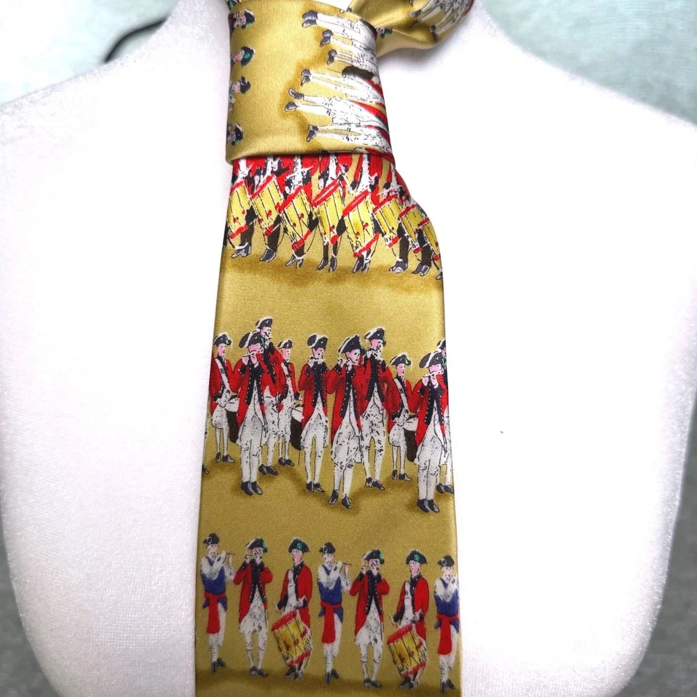 Museum Artifacts‎ Tie Revolutionary War Soldiers Silk Gold Patriotic History Tie